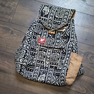 Taa Luma Totes Black Cream Patterned Boho Backpack